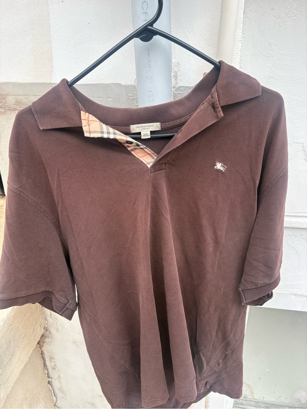 Burberry Brown Polo with Signature Check Placket